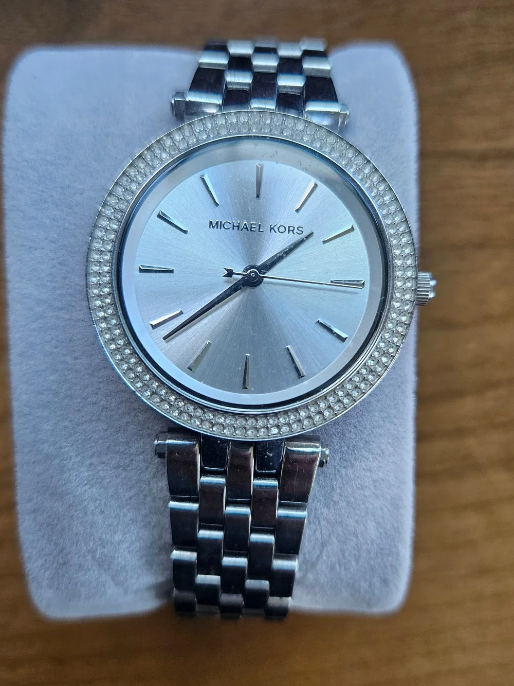 Michael Kors Silver Crystal-Trim Women's Bracelet Watch